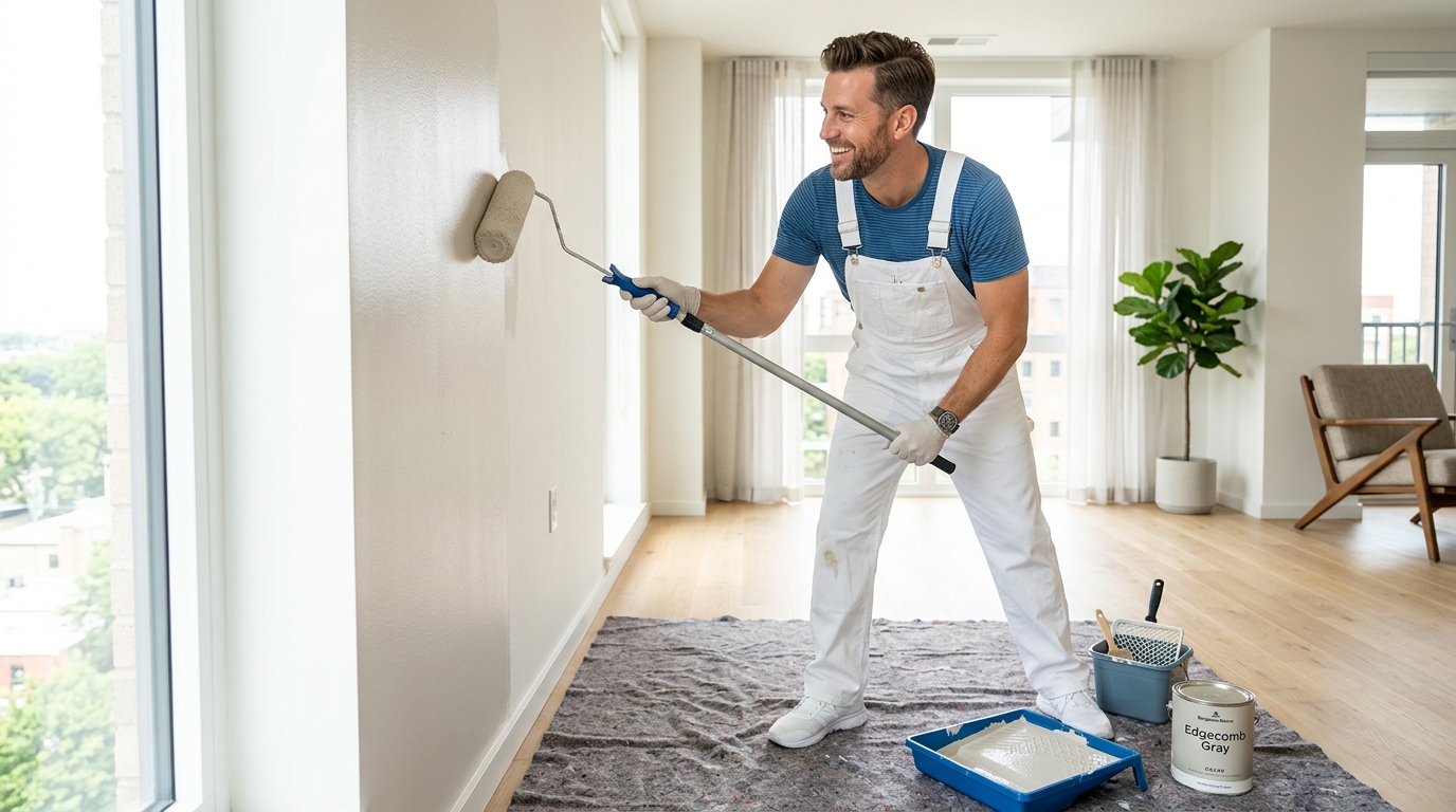 Pintor profesional trabajando
